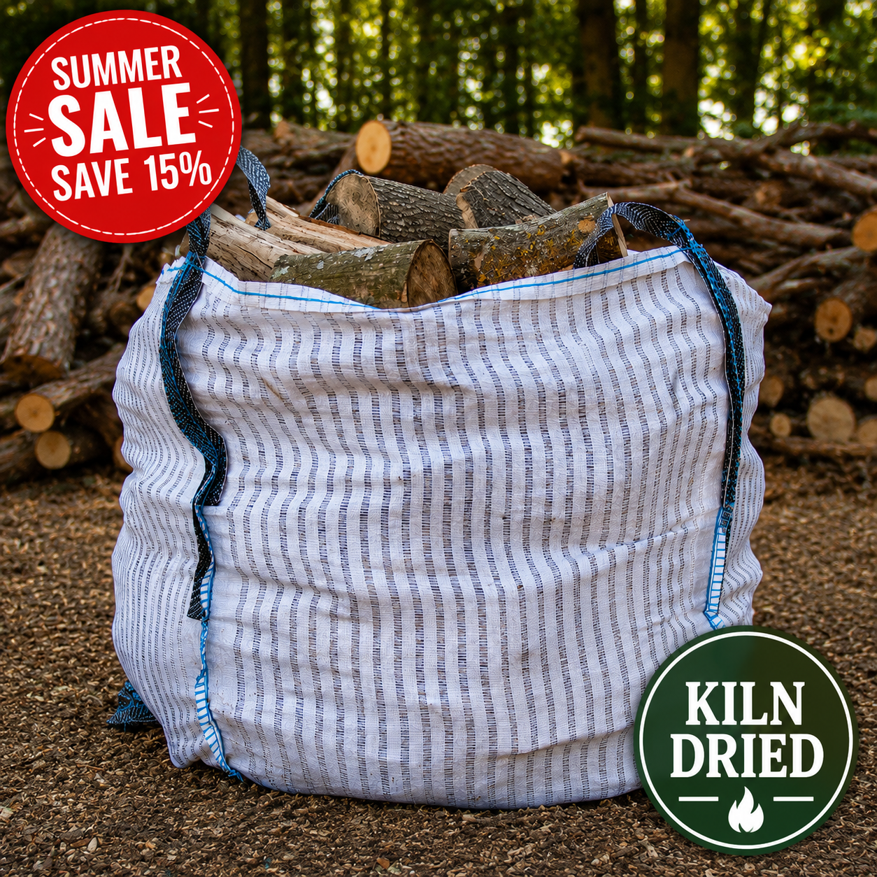 Jumbo bag of kiln dried hardwood logs